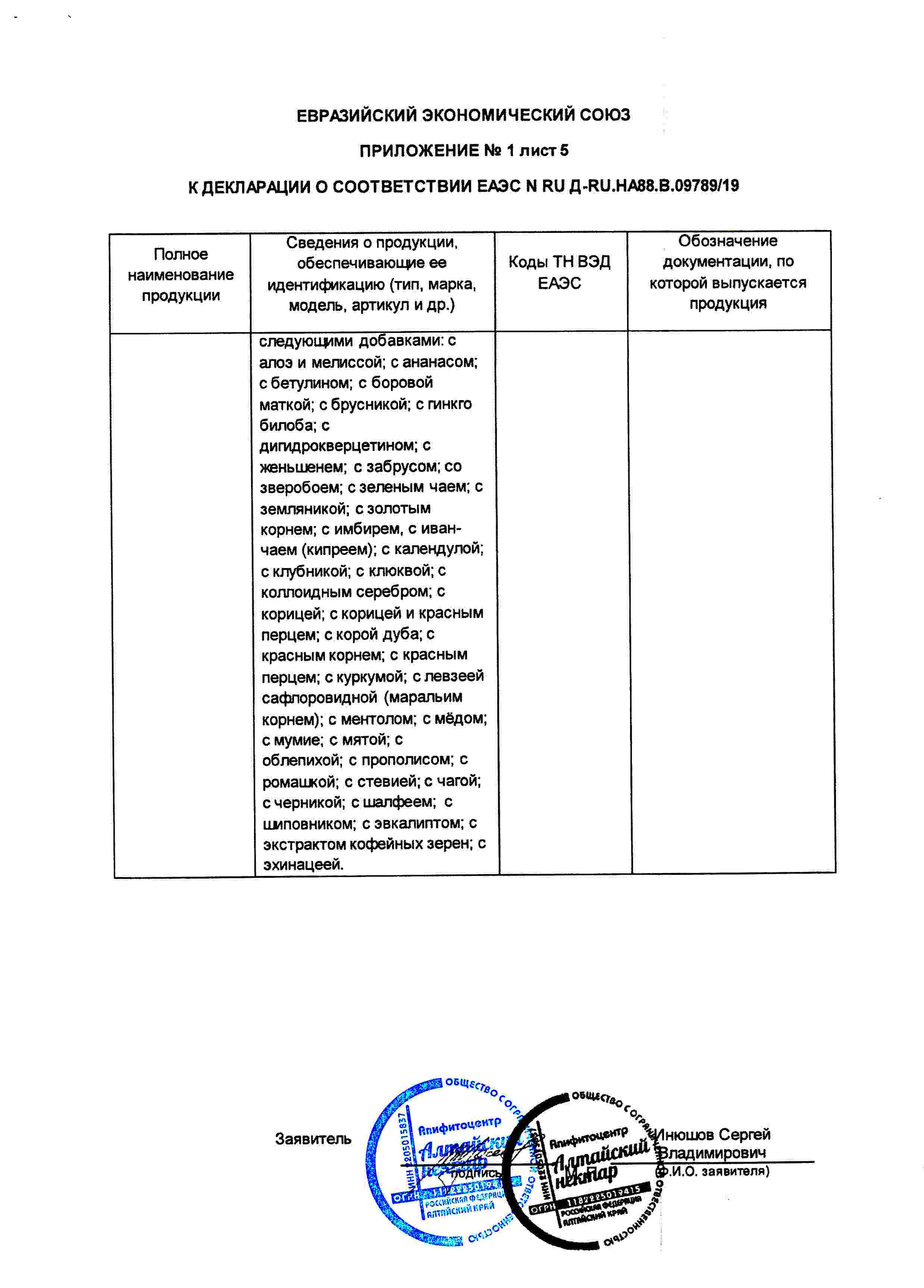 Декларация доп №5